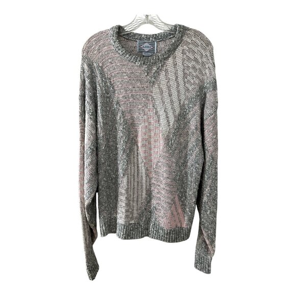 Vtg J.J. Blu Women’s M Sweater Pink Gray Abstract Knit 90s Made in USA - Picture 1 of 5